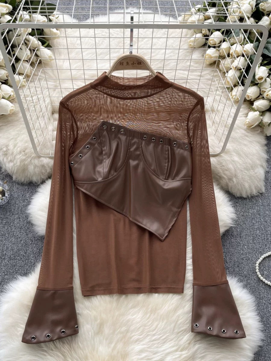 Pamela Leather Detailing Top