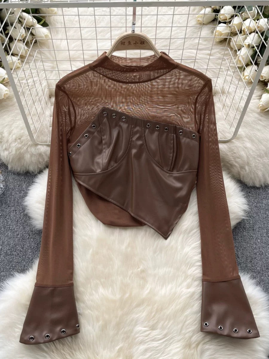 Pamela Leather Detailing Top