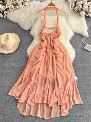 Vamika Peach Ruffle Dress