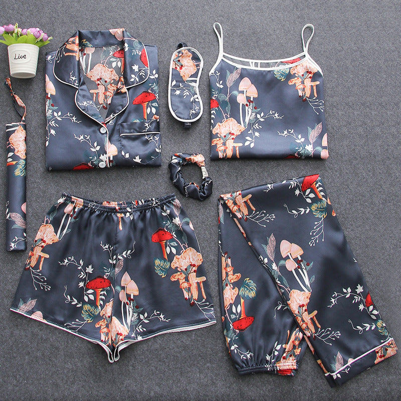 Maya Printed Seven Piece Nightwear