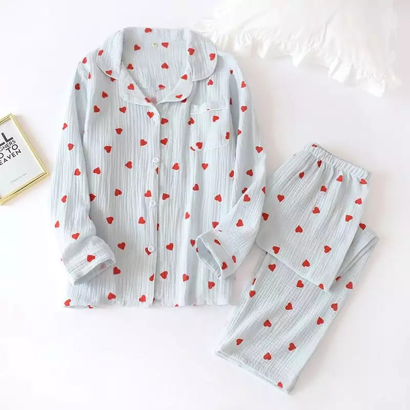 Heart Printed Cotton Nightwear