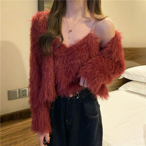 Jissa Paul In Our Renne Fur Vest With Cardigan