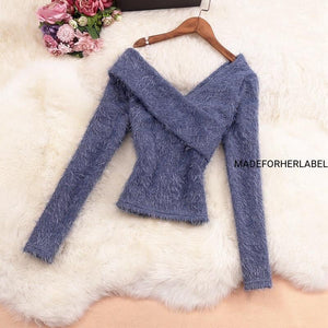 Pearl Chain Furry Sweater