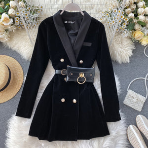 Norway Velvet Blazer Dress With Belt