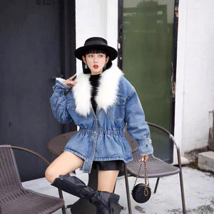 Detachable Fur Denim Jacket