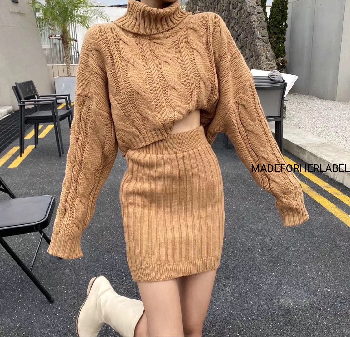 Kim Turtleneck Sweater With Bodycon Skirt Set