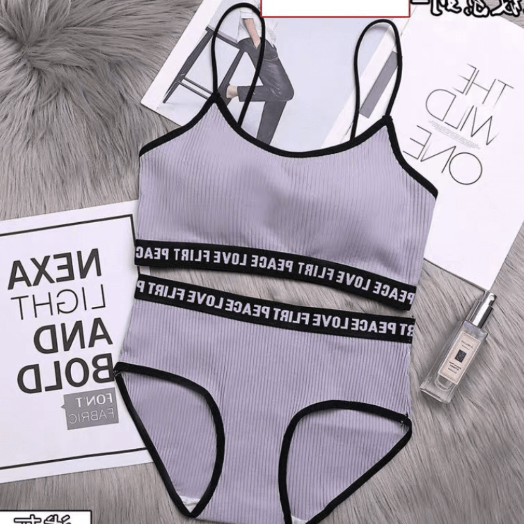 Letter Printed Lingerie Set - Made For Her Label