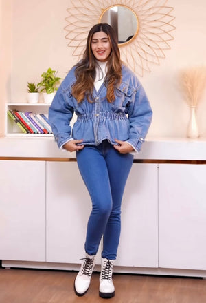 Soundarya In Our Detachable Fur Denim Jacket