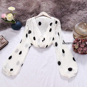 Polka Dot Chiffon Loose  Shirt