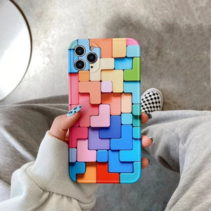 3D Colourful Block Iphone Cover - 12 PRO MAX