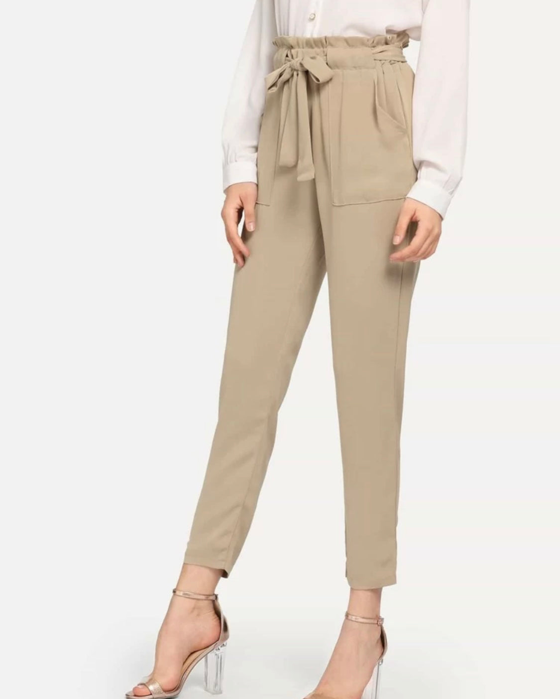 Frill Detail Self Tie Pants