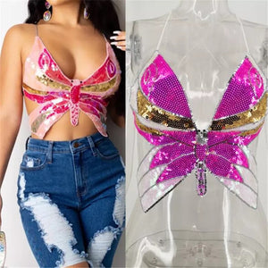 Ramona Butterfly Sequin Backless Top