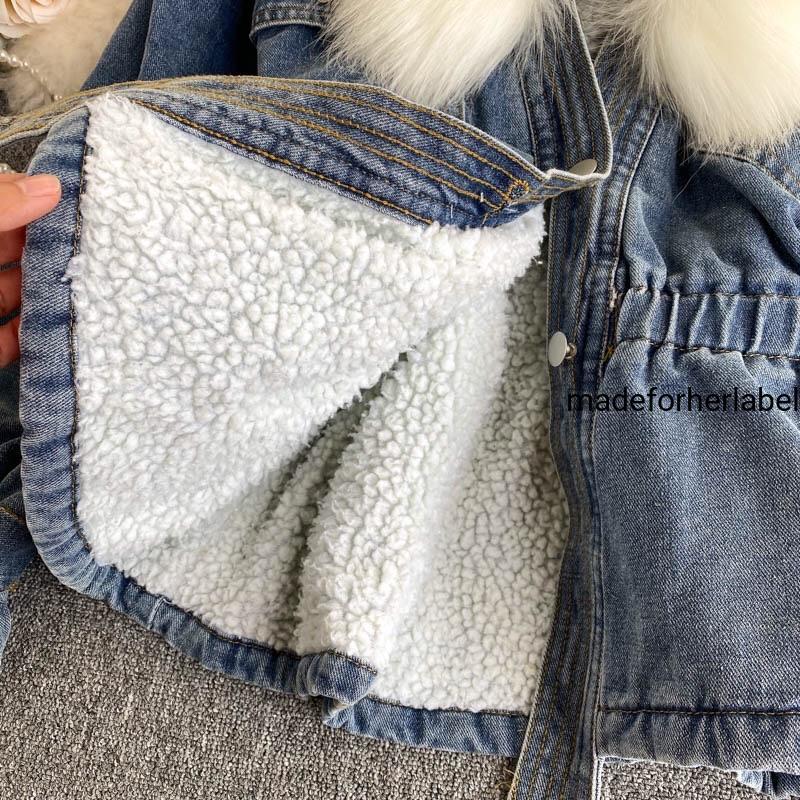 Detachable Fur Denim Jacket - Made For Her Label