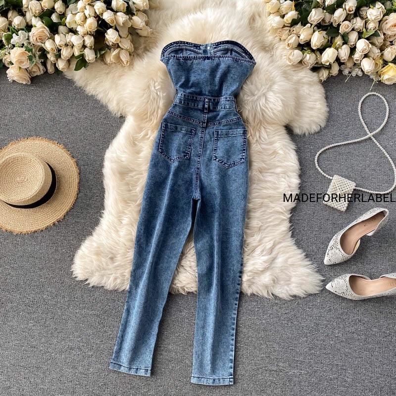 Arianna Tube Denim Jumpsuit