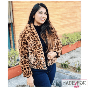 Client Sakshi In Our Leopard Furr Coat - Made For Her Label