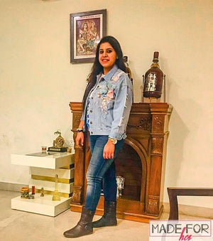 Customer Manasvi In Our 3D Embroidered Denim Jacket - Made For Her Label