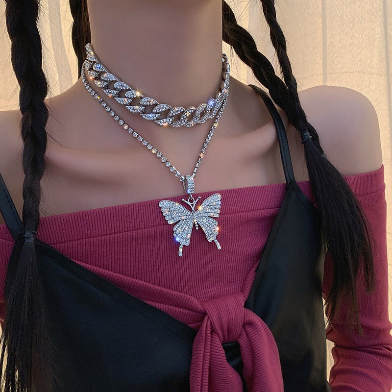 Butterfly And Choker Necklace Set