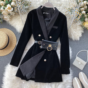 Norway Velvet Blazer Dress With Belt