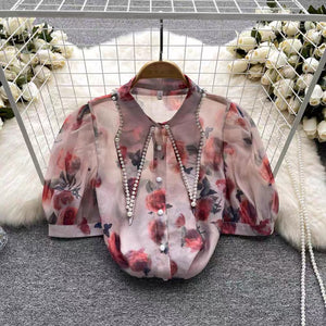 Hania Pearl Collar Floral Shirt