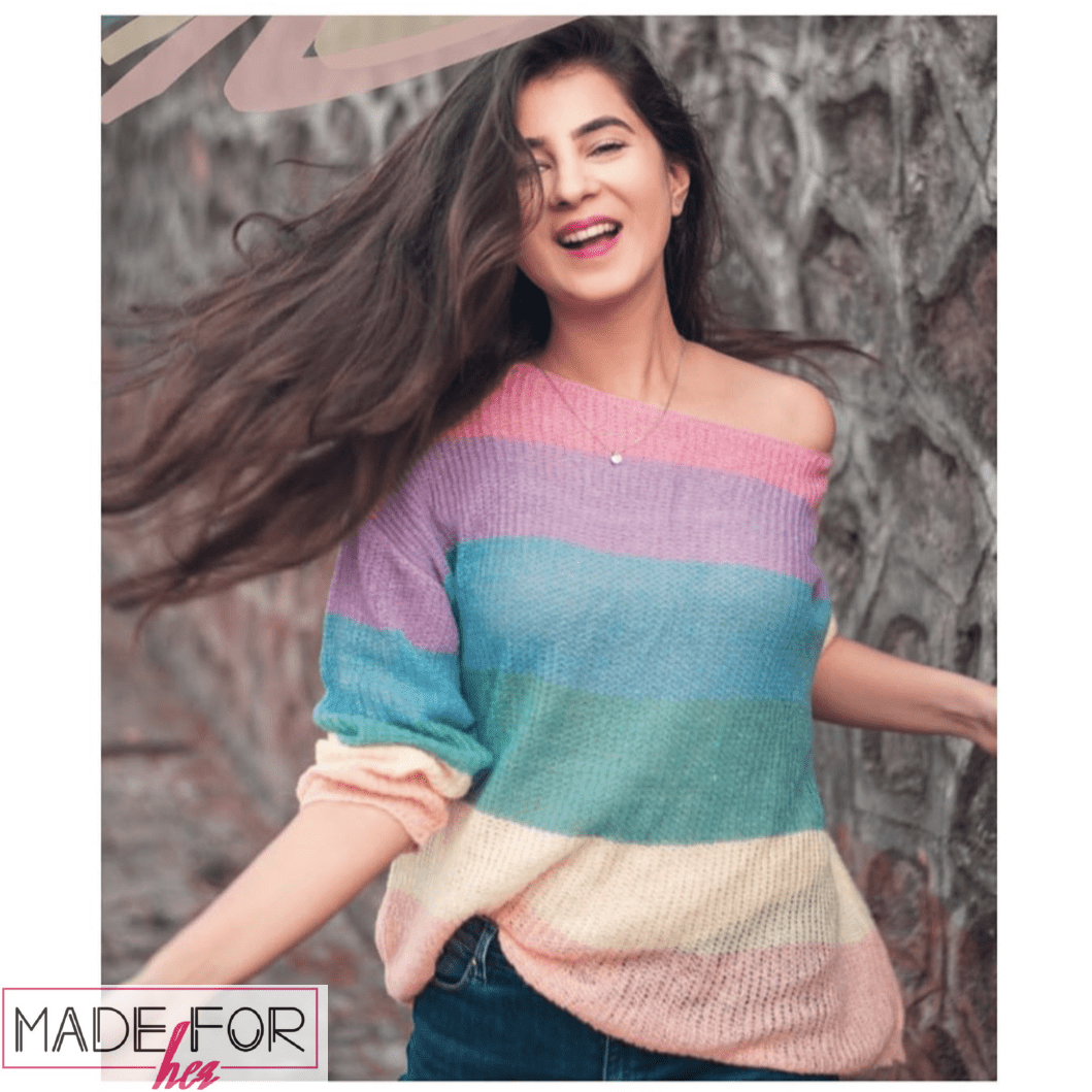 Shaurya Sanadhya In Our  Rainbow Colourful Pullover - Made For Her Label