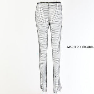 Customer Tina Yadav In Our  Fishnet Slit Rhinestone Pants