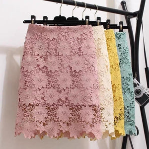 High Waisted Hollow Out Lace Skirt - Made For Her Label