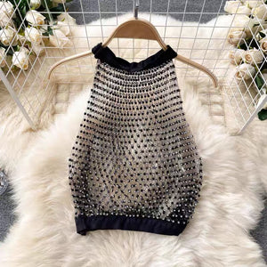 Vegas Fishnet Rhinestone Top