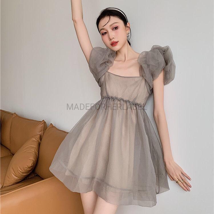 Ariko Puff Sleeve Organza Dress