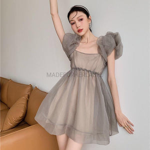 Ariko Puff Sleeve Organza Dress