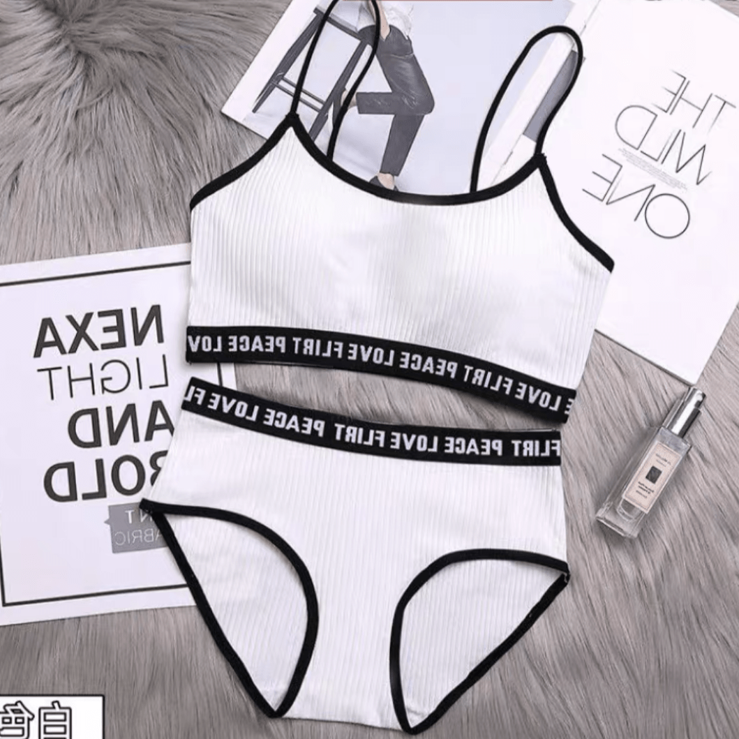 Letter Printed Lingerie Set - Made For Her Label