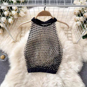 Vegas Fishnet Rhinestone Top