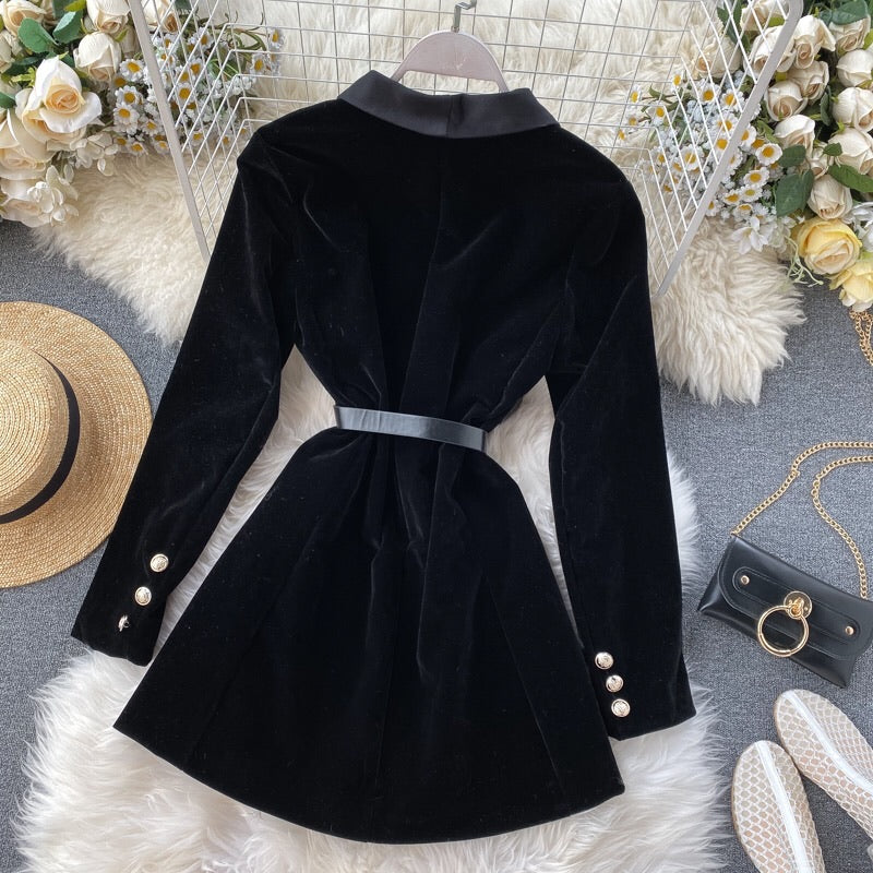 Norway Velvet Blazer Dress With Belt