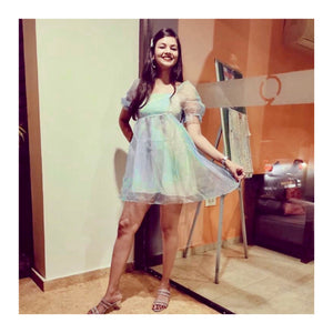 Client Akansha In Our Nicole Colourful Dress