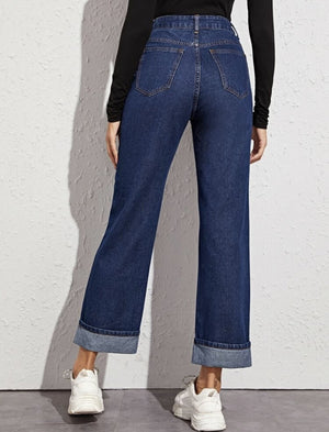 High Waist Straight Leg Jeans