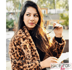 Client Sakshi In Our Leopard Furr Coat - Made For Her Label