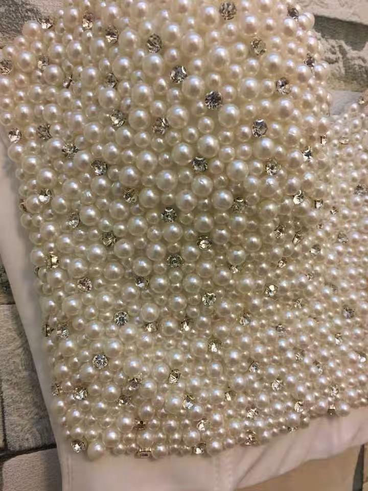 Hand Made Pearl Beaded Bustier - Made For Her Label