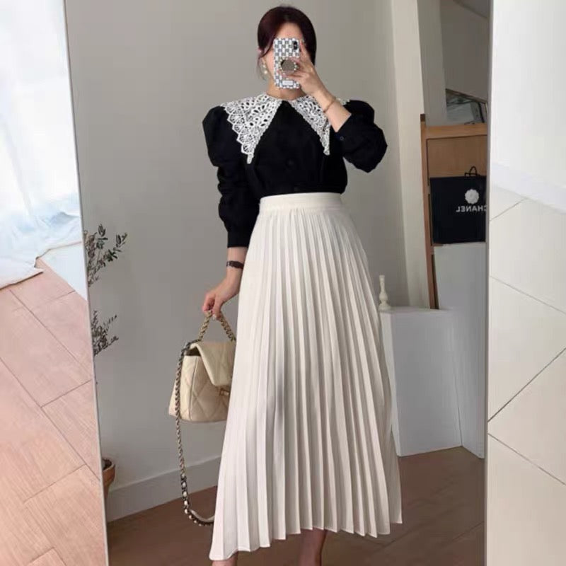 Naomi Pleated White Skirt