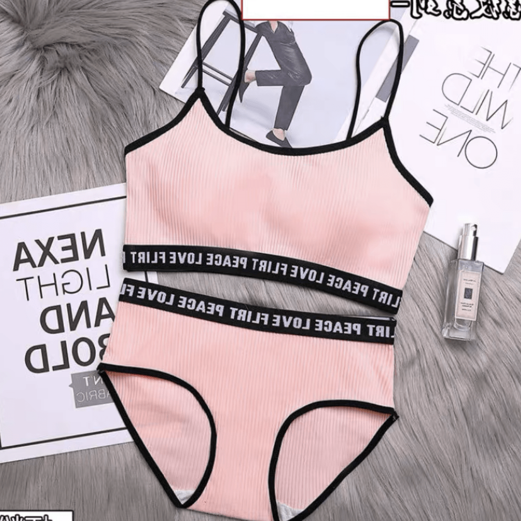 Letter Printed Lingerie Set - Made For Her Label