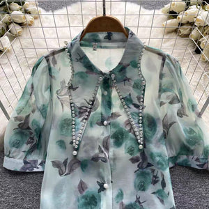 Hania Pearl Collar Floral Shirt