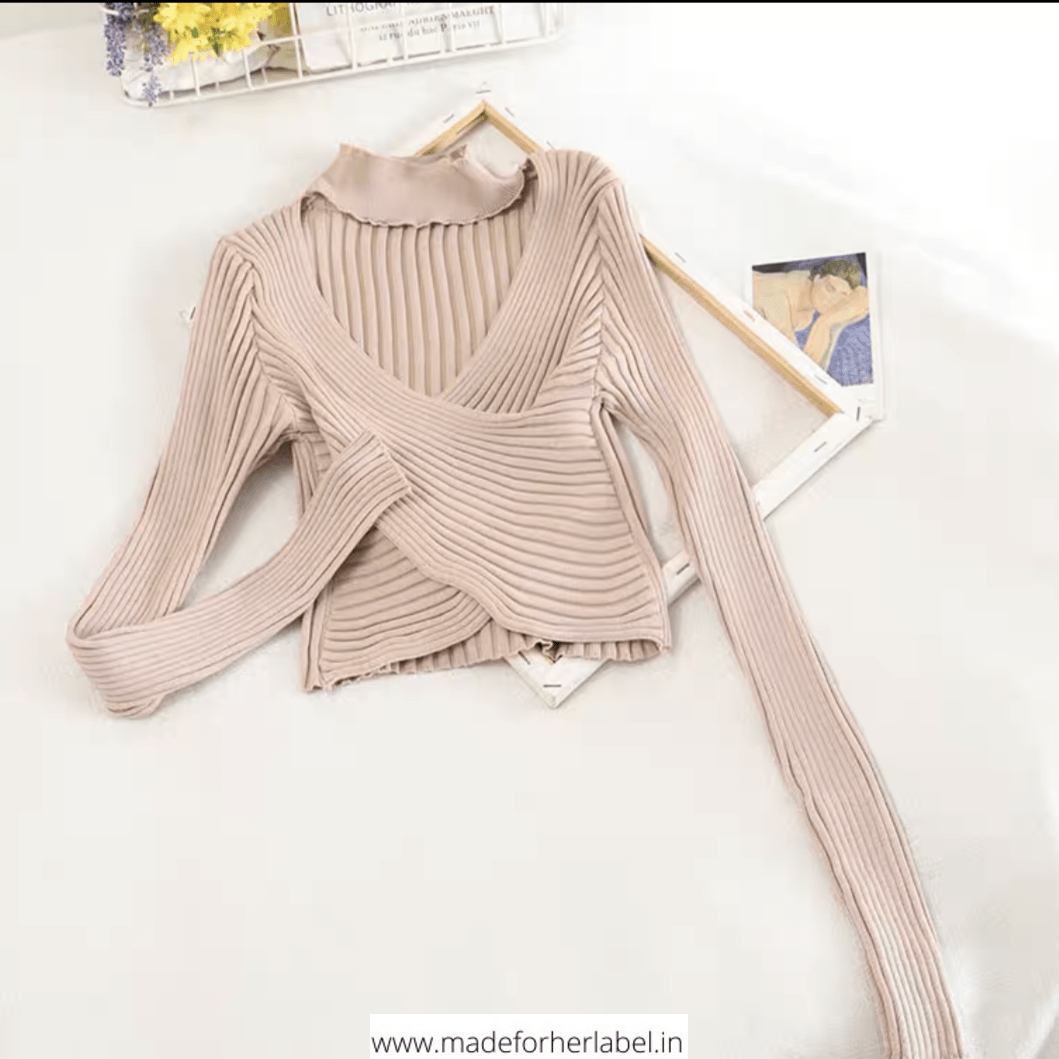 Criss Cross Knitted Sweater - Made For Her Label