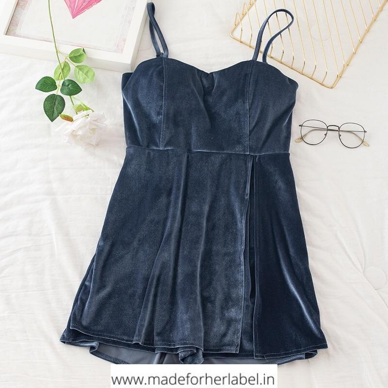 Mary Velvet Romper - Made For Her Label