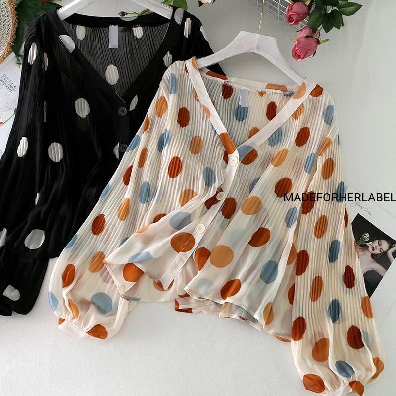 Polka Dot Chiffon Loose  Shirt