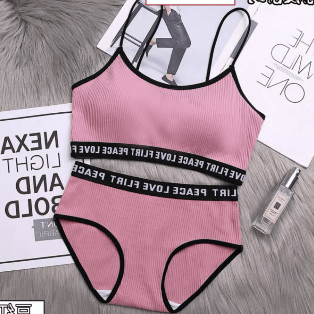 Letter Printed Lingerie Set - Made For Her Label