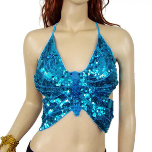 Ramona Butterfly Sequin Backless Top