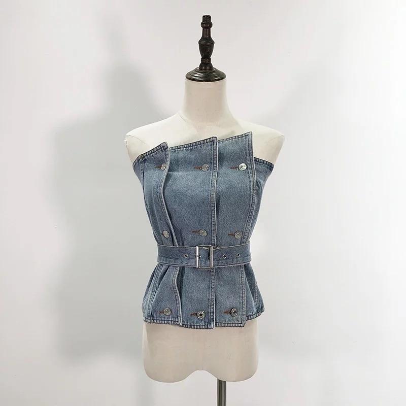 Layered Strapless Denim Top - Made For Her Label