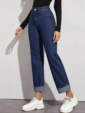 High Waist Straight Leg Jeans