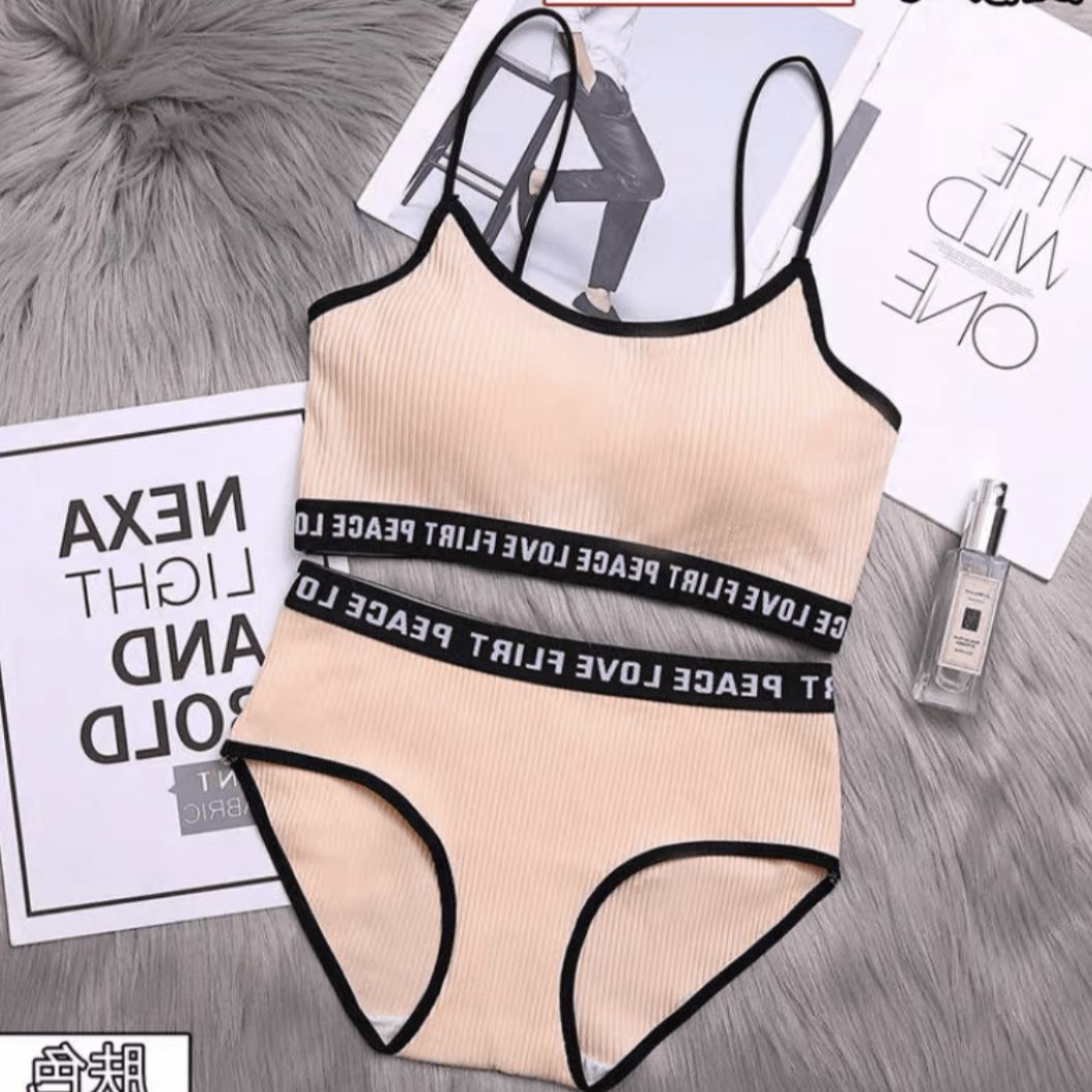 Letter Printed Lingerie Set - Made For Her Label