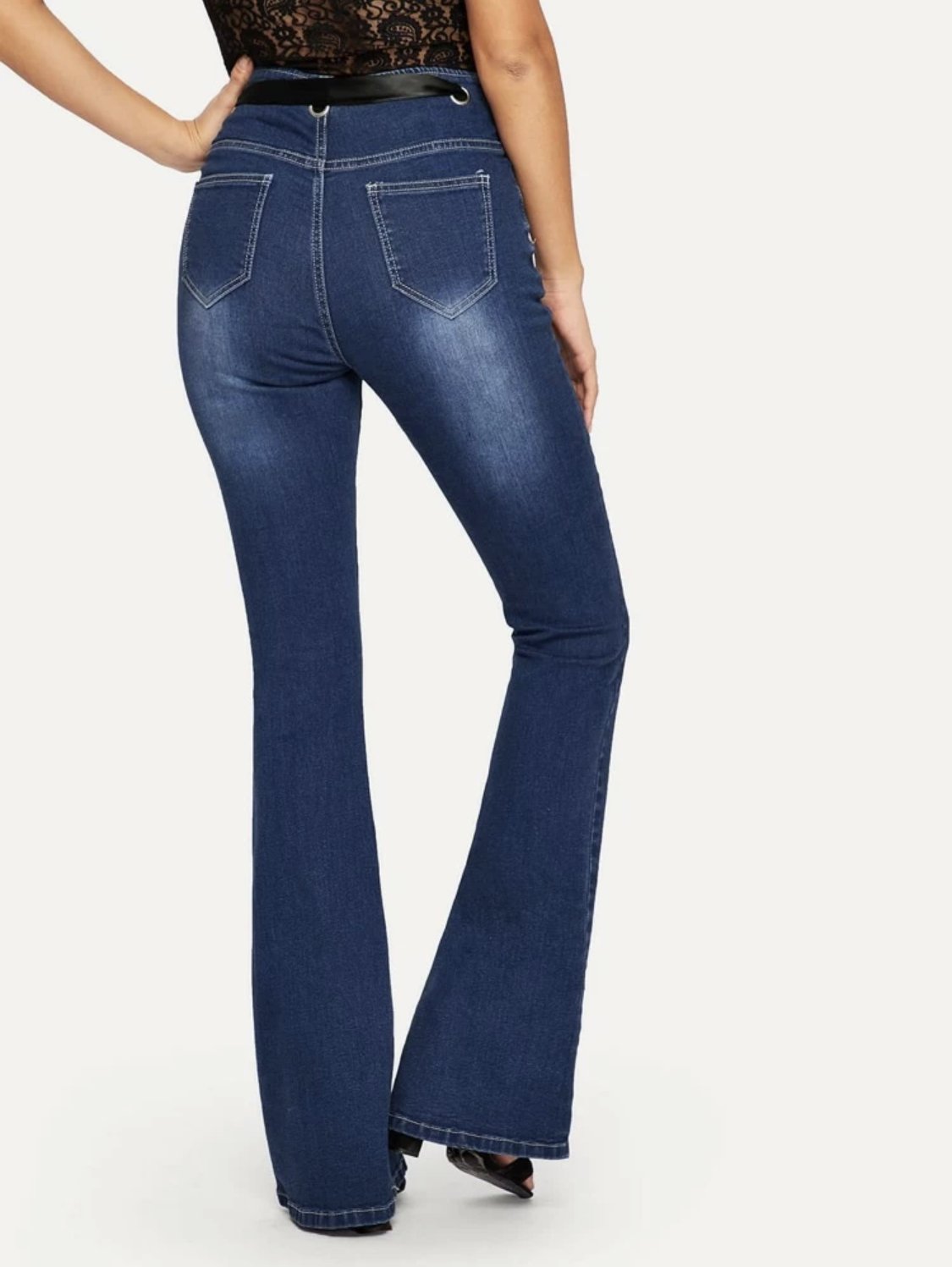 Juliet Lace Tie Flare Leg Jeans