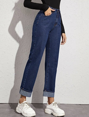 High Waist Straight Leg Jeans