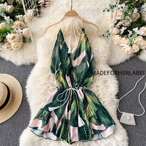 Backless Beachy Printed Romper